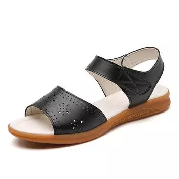 Женские летние сандалии, уличные нарядные повседневные прогулочные сандалии с открытым носком для девочек на плоской подошве 35 бежевый