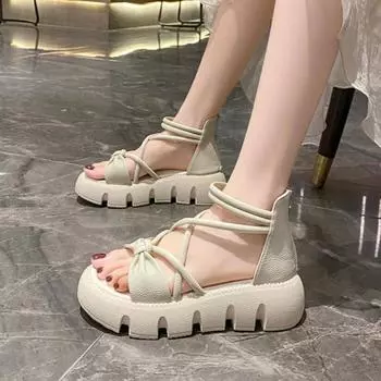 Женские летние сандалии в стиле феи, новые универсальные сандалии на платформе Muffin 35 чёрный