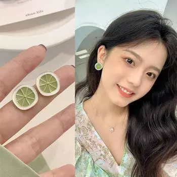 Женские летние серьги-клипсы с лимоном, нишевый дизайн, современные свежие серьги, милые и милые серьги A