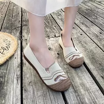Женские летние сетчатые дышащие туфли на плоской подошве, женские удобные и легкие спортивные трикотажные женские повседневные туфли 35 серый