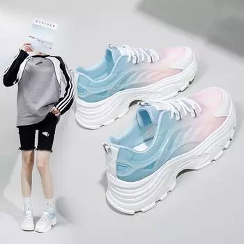 Женские летние сетчатые кроссовки. Нескользящие дышащие прогулочные туфли на шнуровке. Спортивная обувь. Повседневные кроссовки для бега. Женские кроссовки для тренировок в тренажерном зале. 35 синий