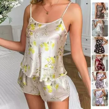 Женские летние сексуальные пижамы-слинги, домашняя одежда, костюм, сексуальные шорты, домашняя одежда XS