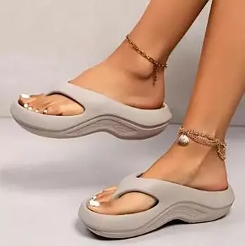 Женские летние шлепанцы Eva на платформе с зажимом на носке, нескользящие пляжные сандалии, женские удобные тапочки с мягкой подошвой 39-40EU/CN40-41 белый