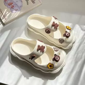 Женские летние шлепанцы из ЭВА с отверстиями, на платформе, для DIY, мультяшные, пляжные, универсальные, нескользящие, медсестринские, крутые 36/37