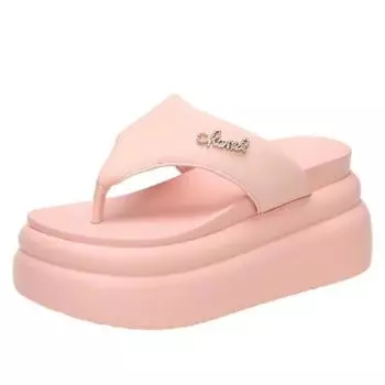 Женские летние шлепанцы на толстой платформе с застежкой-молнией 7,5 см, шлепанцы на танкетке, женские черные сандалии без застежек на толстой подошве Laides 34 чёрный