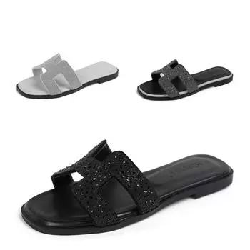 Женские летние шлепанцы в тон - модные плоские сандалии 2025 года для пляжа и путешествий 43