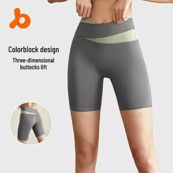 Женские летние шорты Juyitang с цветными блоками для йоги и фитнеса на высокой эластичности XL