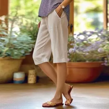 Женские летние шорты с эластичной резинкой на талии, повседневные шорты со средней посадкой, однотонные свободные брюки длиной до колена с карманами, повседневная одежда L зелёный