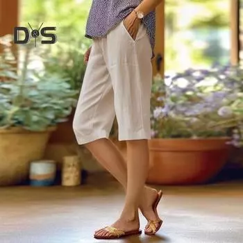 Женские летние шорты с эластичной резинкой на талии, повседневные шорты со средней посадкой, однотонные свободные брюки длиной до колена с карманами, повседневная одежда M темно-серого