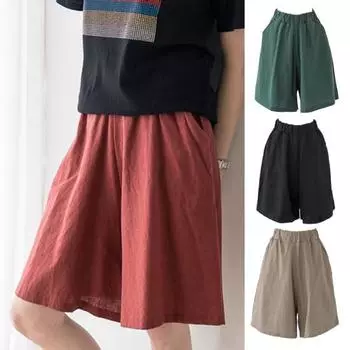 Женские летние шорты со средней посадкой и эластичным поясом, тонкие шорты, однотонные шорты с широкими карманами, повседневные шорты для путешествий 3XL кирпич красный