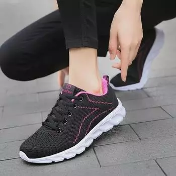 Женские летние спортивные кроссовки из черной сетки с дышащей подошвой — нескользящие, с мягкой подошвой, легкие. 39 фиолетовый/чёрный