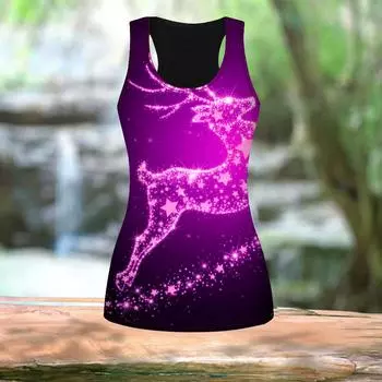 Женские летние спортивные рубашки с 3D кристаллическим принтом оленя для занятий йогой и тренажерным залом, жилеты больших размеров XS синий