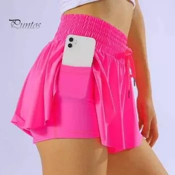 Женские летние спортивные шорты, эластичные спортивные шорты с высокой талией и регулируемым шнурком, однотонные шорты для йоги и фитнеса M розы красного