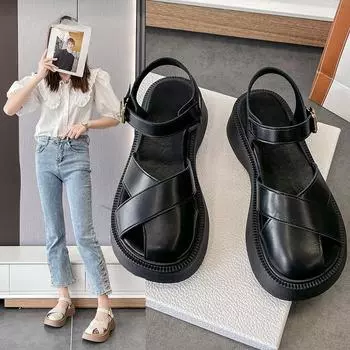 Женские летние свадебные босоножки на толстом каблуке 35 чёрный