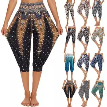 Женские летние свободные брюки с ретро-принтом Seven Pants, спортивные штаны для йоги и дома, штаны для бега с карманами L