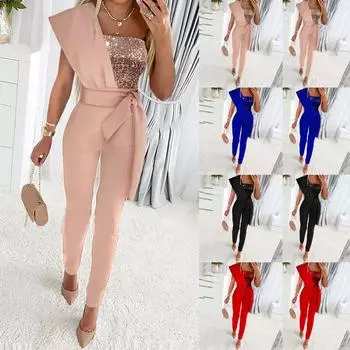 Женские летние свободные комбинезоны без рукавов с открытой спиной и принтом, длинные комбинезоны, комбинезон 2XL чёрный