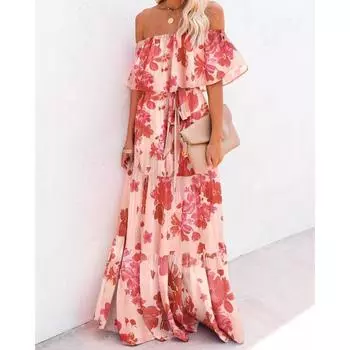 Женские летние свободные платья градиентного цвета с запахом и принтом S синий