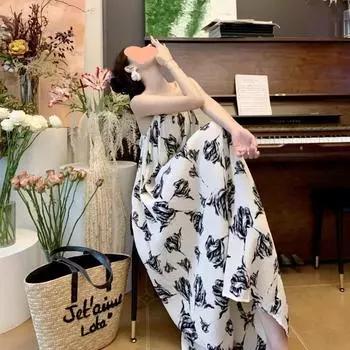 Женские летние свободные платья средней длины на одно плечо с открытой спиной и лямкой без рукавов S абрикосовый