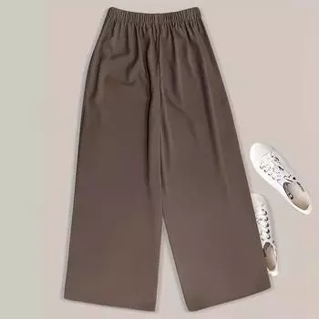 Женские летние свободные повседневные брюки на пуговицах с высокой талией S темно-коричневого