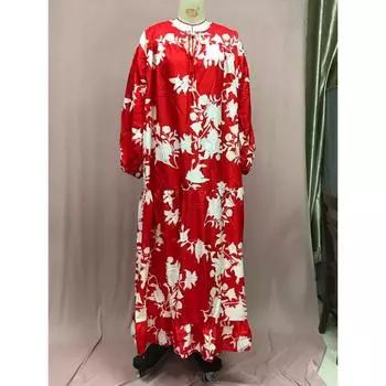 Женские летние свободные повседневные длинные платья с длинными рукавами и принтом S красный