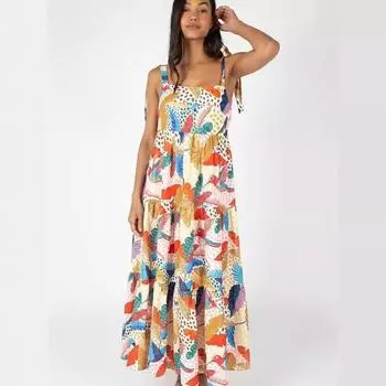 Женские летние свободные повседневные праздничные платья с лямкой на бретельках с цветочным принтом S цветочный