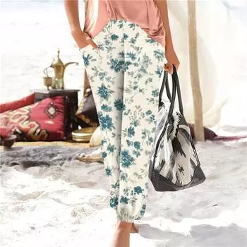 Женские летние свободные повседневные широкие брюки с эластичной резинкой на талии и брюками XL