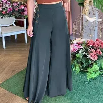 Женские летние свободные повседневные широкие брюки с эластичной резинкой ZANZEA M ржавый