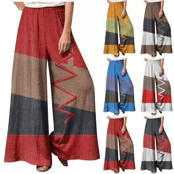 Женские летние свободные повседневные широкие брюки с эластичной резинкой на талии и брюками XL серый