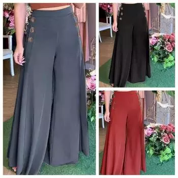 Женские летние свободные повседневные широкие брюки с эластичной резинкой на талии M серый