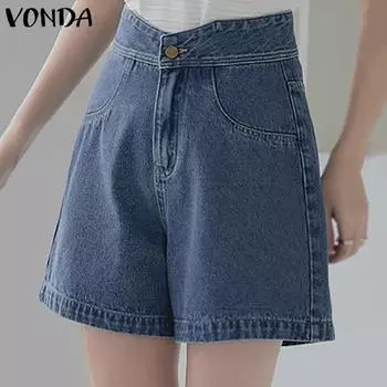 Женские летние свободные шорты трапециевидной формы VONDA с завышенной талией