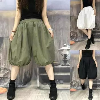 Женские летние свободные тонкие повседневные брюки Five minute, однотонные брюки-фонарики с эластичной резинкой на талии 4XL белый