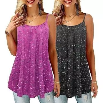 Женские летние свободные топы на бретелях, блузка без рукавов, жилет с принтом, пляжная повседневная одежда в богемном стиле в стиле бохо S