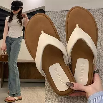 Женские летние тапочки 2025 года: Стильные, удобные, с мягкой подошвой, нескользящие, универсальные шлепанцы чёрный