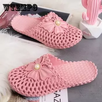 Женские летние тапочки Baotou, однотонные легкие повседневные тапочки на плоской подошве, Нескользящие уличные тапочки на мягкой подошве 40 дубильная кора