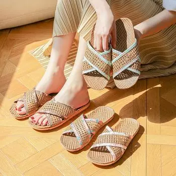 Женские летние тапочки из хлопка 35 розы красного