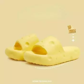 Женские летние тапочки на платформе Cheese Slippers Eva Soft Indoor Slides для женщин Нескользящие розовые сандалии для пар Домашние тапочки для ванной 36-37 слоновая кость