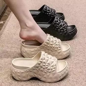 Женские летние тапочки на высоком каблуке, женские домашние сандалии на танкетке, нескользящие, для пар, для пляжа, шлепанцы на толстой подошве из ЭВА 38-39EU/CN39-40 белый