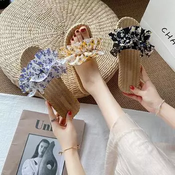 Женские летние тапочки, наружные, новые модные, дикие, сетчатые, красные, с ветровыми цветами, праздничные, пляжные, сказочные туфли, легкие, нескользящие, дышащие 36-37 чёрный