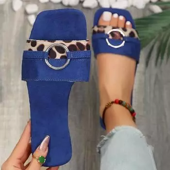 Женские летние тапочки, новые трендовые уличные сандалии на плоской подошве для женщин, шлепанцы, женская обувь, синий металлический дизайн, большой размер 36-43 36