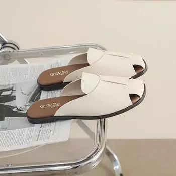 Женские летние тапочки, роскошные тапочки из искусственной кожи для дома, женские тапочки 2024 года, удобные тапочки для ходьбы босиком на открытом воздухе 35 бежевый