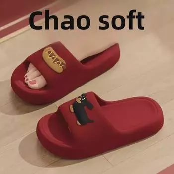 Женские летние тапочки с нескользящей подошвой в виде знака зодиака - красные банные сандалии для ношения в помещении и на открытом воздухе, милый дизайн для пар 40-41