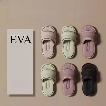 Женские летние тапочки с толстой подошвой, для дома, ванной, противоскользящая одежда для улицы, материал ЭВА, сандалии на плоской подошве в корейском стиле 36-37 чёрный