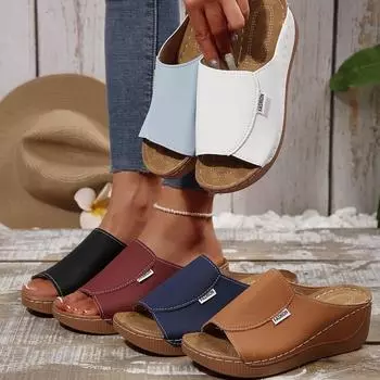 Женские летние тапочки с толстой подошвой и принтом «рыбий рот» 36 белый