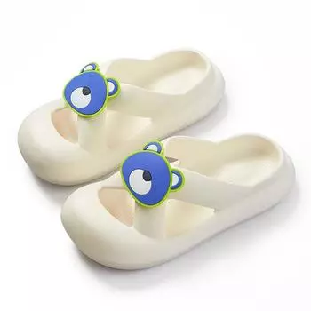 Женские летние тапочки, сандалии, обувь из ЭВА, пляжные шлепанцы, шлепанцы, обувь для ванной на толстой подошве, обувь с мультяшным медведем 36-37 белый