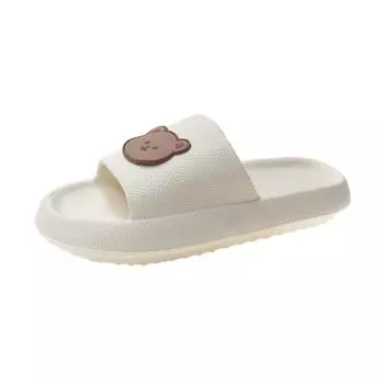 Женские летние тапочки, сандалии, пляжные шлепанцы, шлепанцы, обувь для ванной на толстой подошве с рисунком медведя 36-37 белый