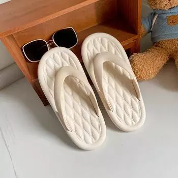 Женские летние тапочки-стринги, верхняя одежда, однотонные, с плоской подошвой, на клипсе, крутые тапочки, нескользящая пляжная обувь с толстой подошвой, черные 40-41 белый