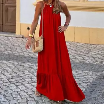 Женские летние темпераментные элегантные однотонные плиссированные платья с висячим вырезом S чёрный