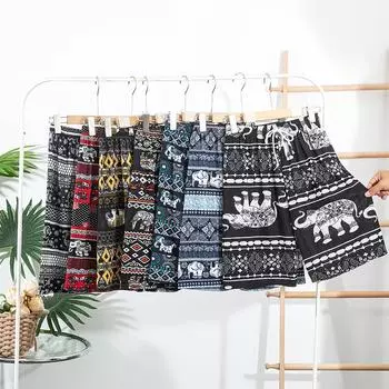 Женские летние тонкие этнические шорты Thai Elephant Outdoor Wear для дома Five Quarter One size