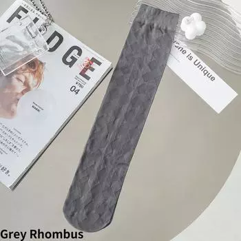 Женские летние тонкие черные гольфы, носки JK, длинные гольфы, ромбовидные гольфы в британском стиле, гольфы до середины голени One Size