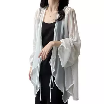 Женские летние тонкие французские топы, свободный кардиган, солнечная куртка с шалью 3XL белый